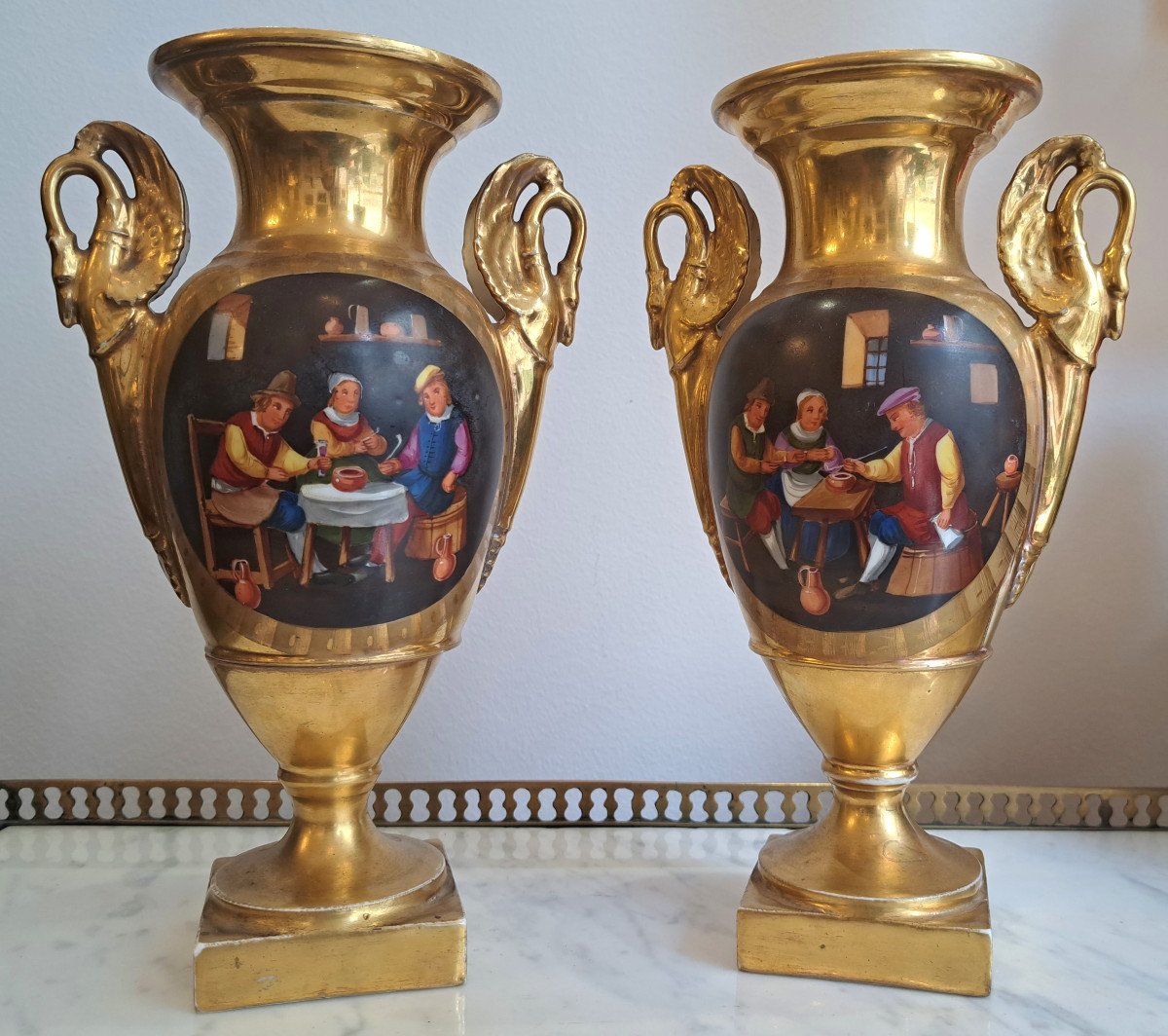 Pair Of 19th Century Paris Porcelain Vases-photo-4