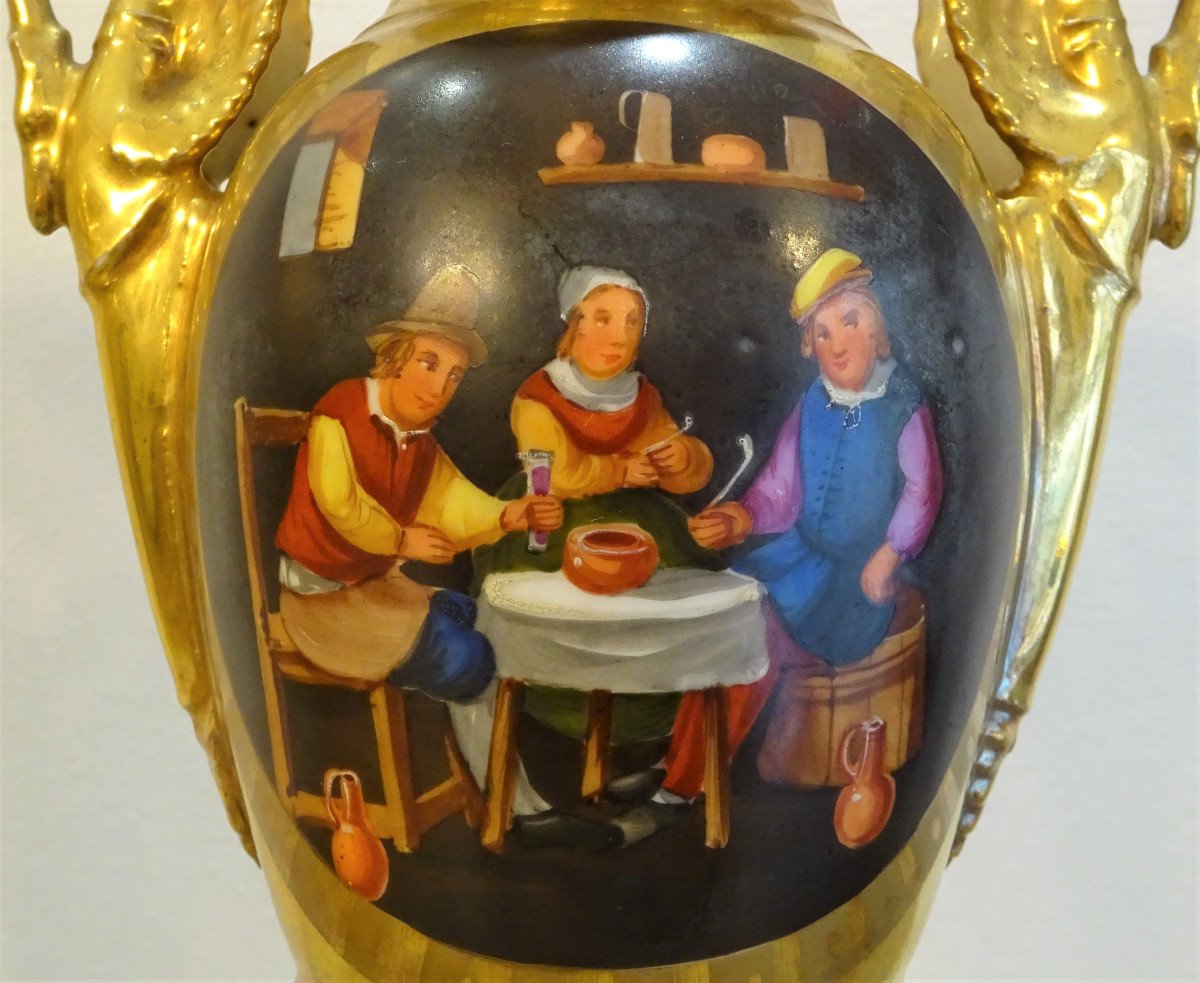 Paire De Vases En Porcelaine De Paris XIXème-photo-2