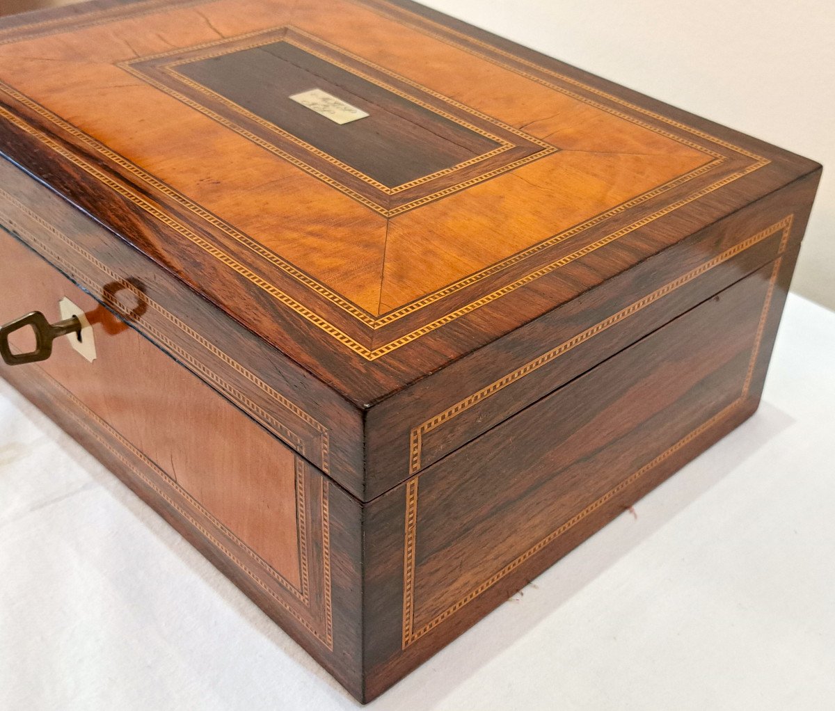 Large 19th Century Marquetry Jewelry Box-photo-1