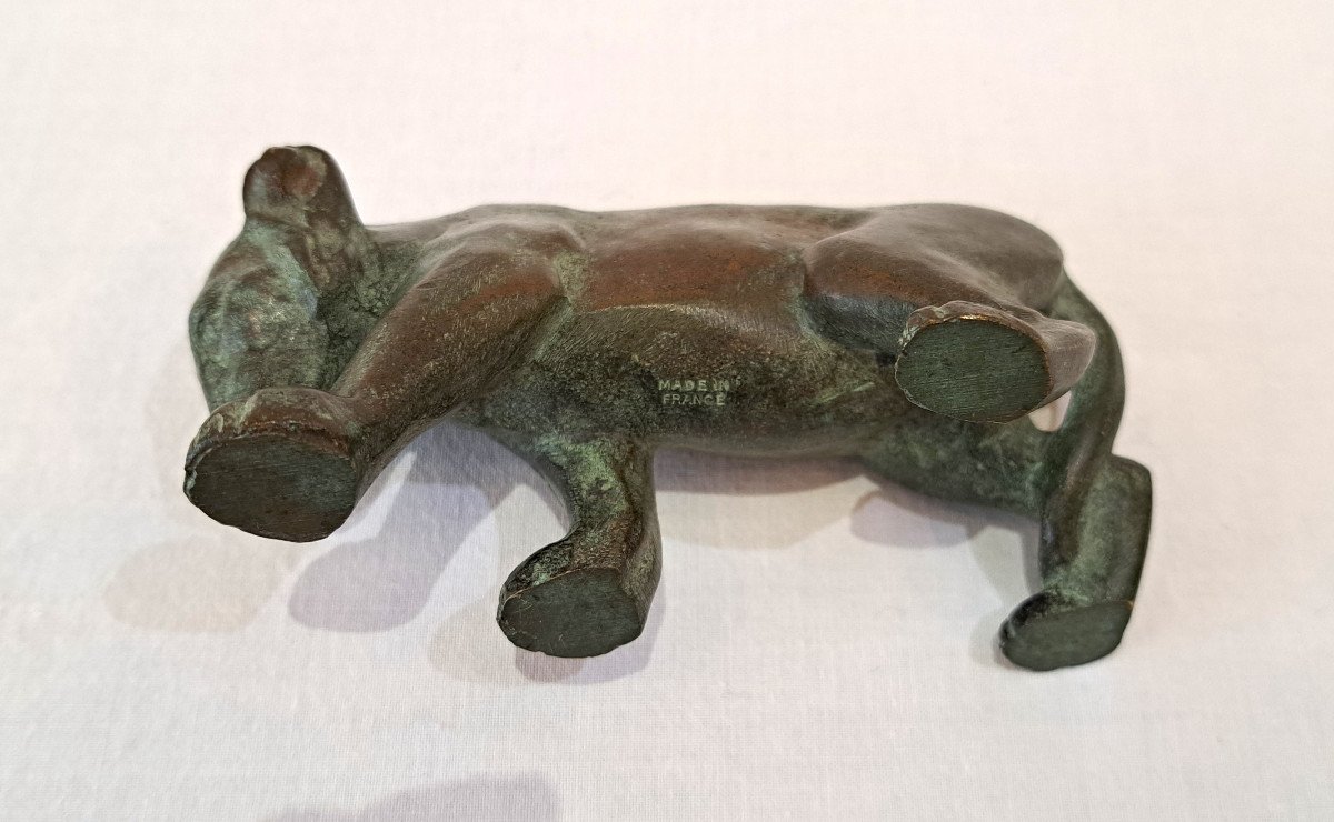 Lionceau Marchant – Bronze à Patine Verte-photo-4