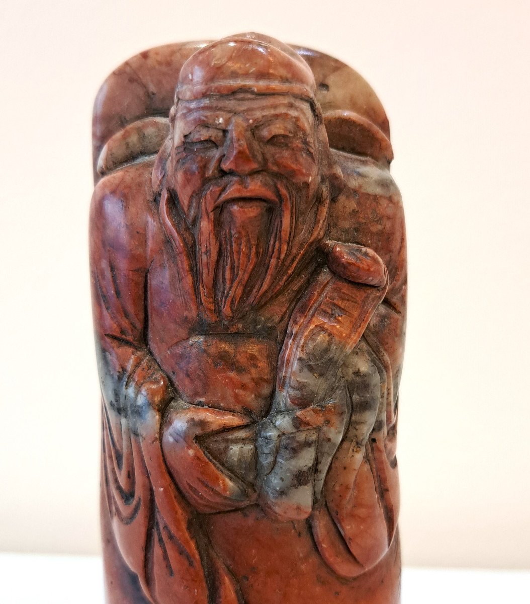 Grand Sceau En Pierre Dure De Chine Hauteur 14,5 cm-photo-3