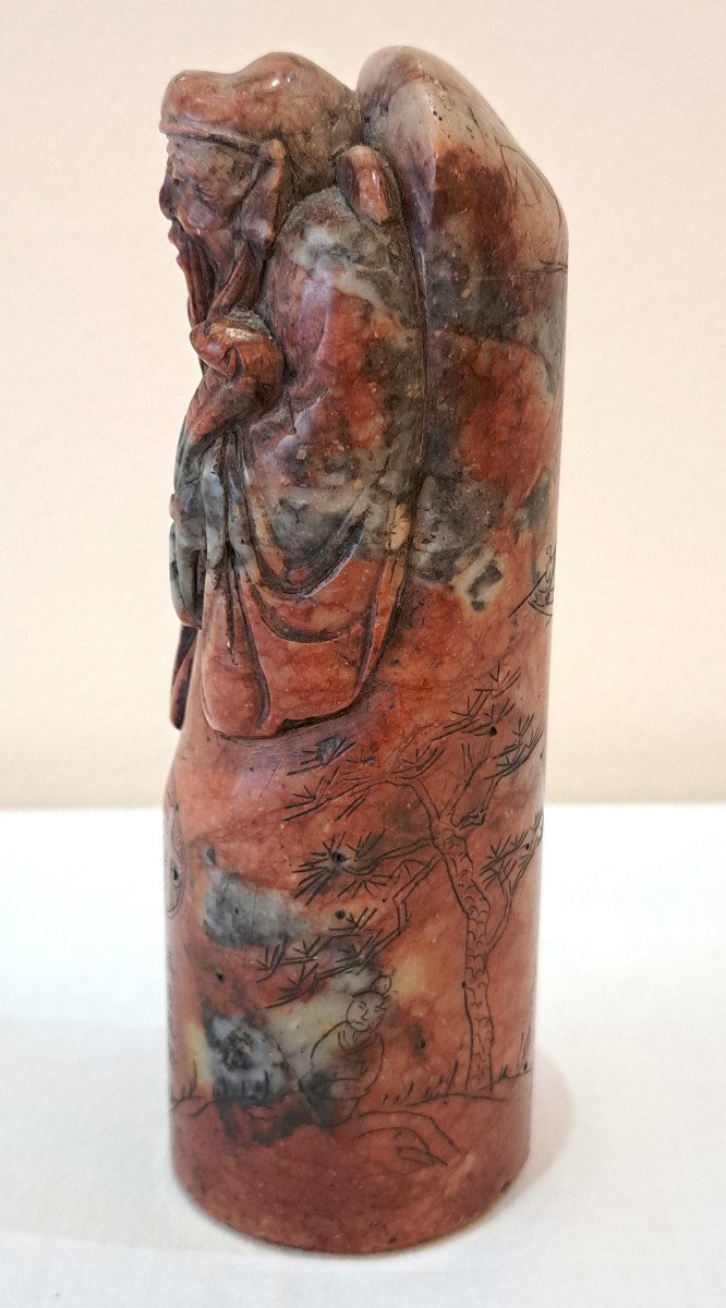 Grand Sceau En Pierre Dure De Chine Hauteur 14,5 cm-photo-4