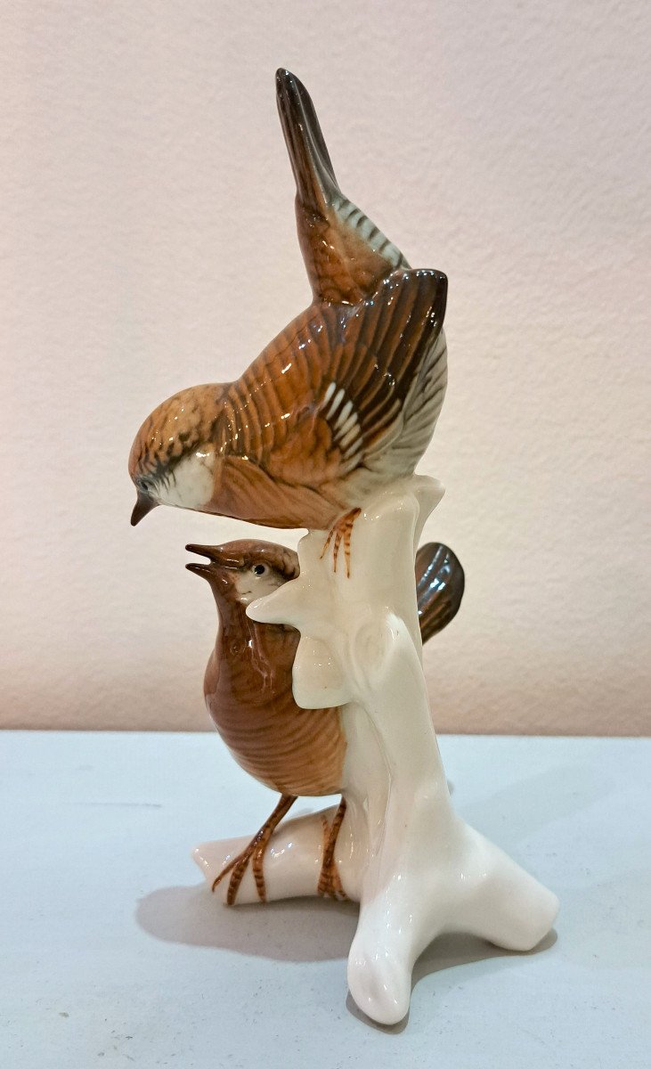 Couple Of Wrens In German Porcelain Karl Ens-photo-3