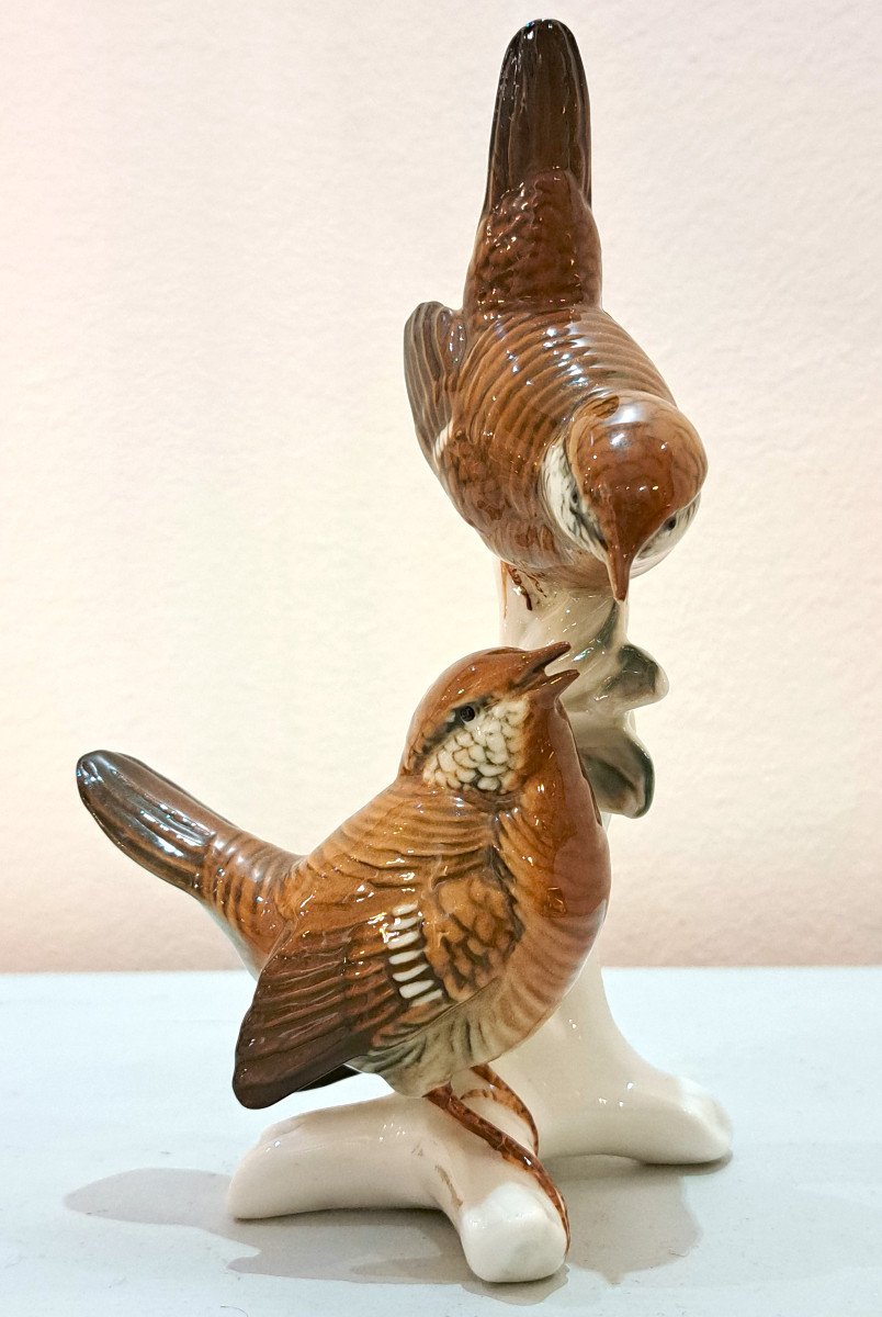 Couple Of Wrens In German Porcelain Karl Ens