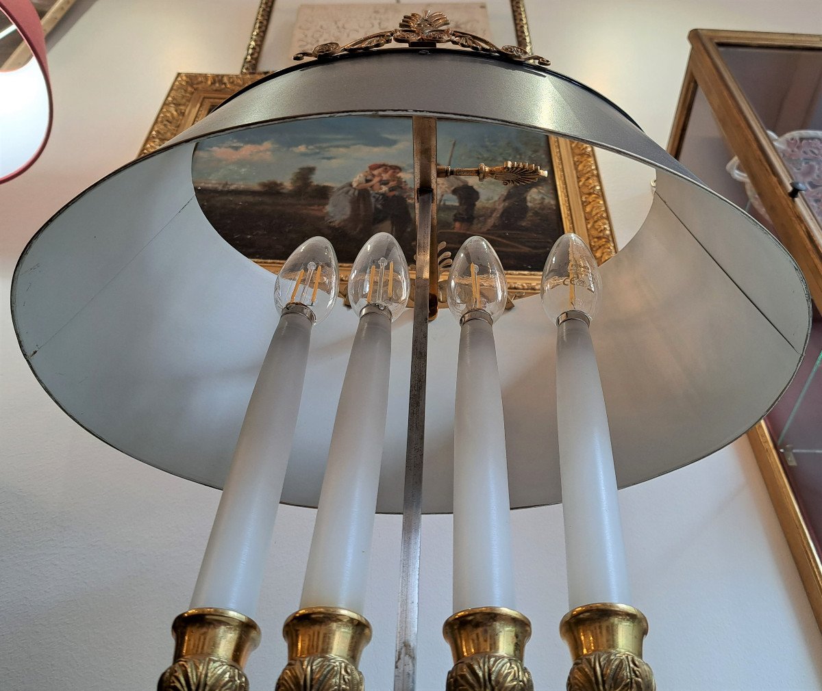 Grande Lampe Bouillotte en bronze doré De Style Empire-photo-3