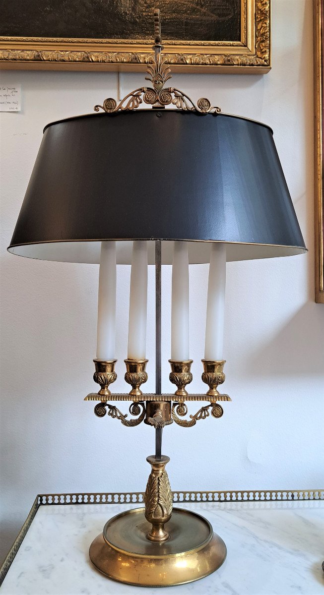 Grande Lampe Bouillotte en bronze doré De Style Empire