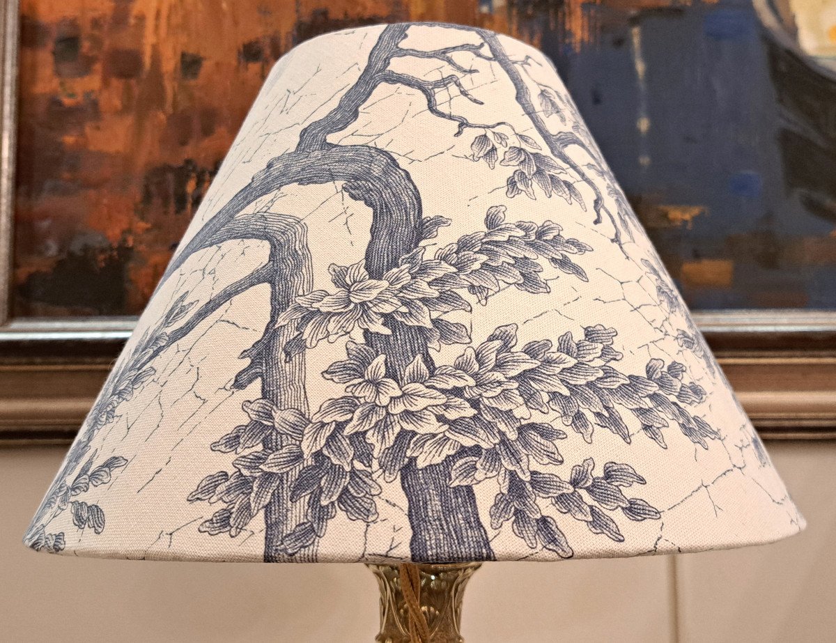Paire De Bougeoirs en bronze patiné et doré d'époque Restauration montés en Lampes-photo-7
