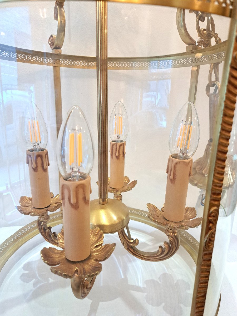 Large Hall Lantern In Gilt Bronze – Diameter 35 Cm-photo-4