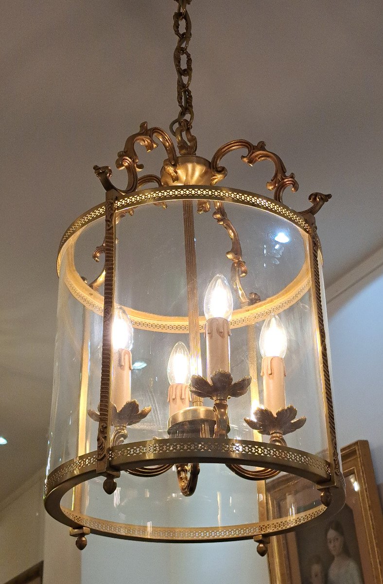 Large Hall Lantern In Gilt Bronze – Diameter 35 Cm