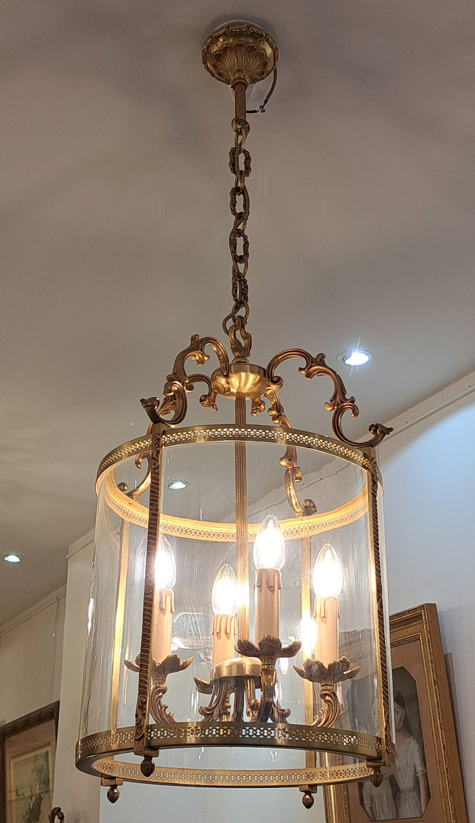 Lanterne de vestibule En Bronze Doré à 4 feux – Diamètre 35 Cm