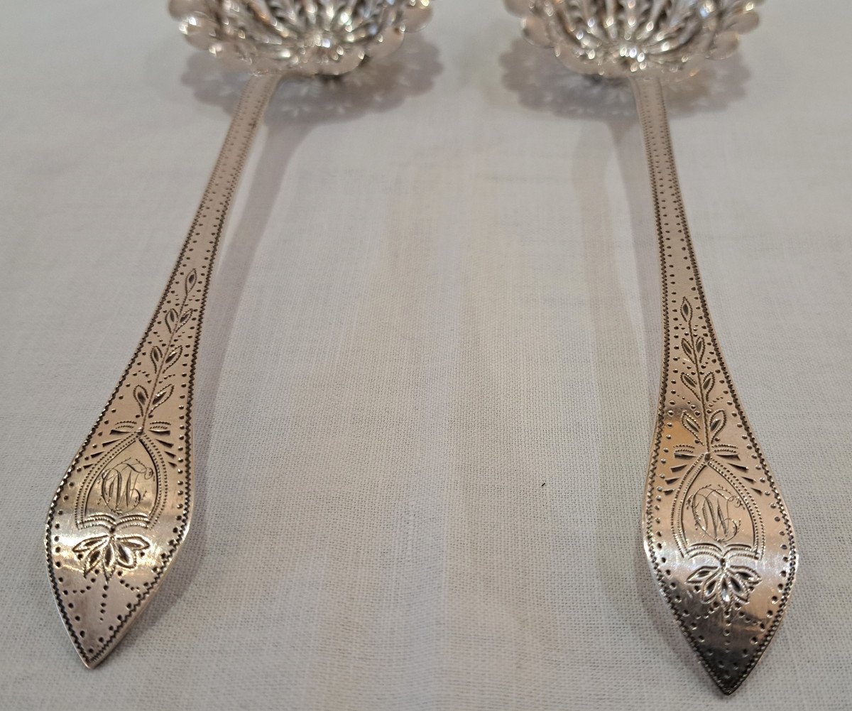 Pair Of Sprinkling Spoons In Sterling Silver Circa 1830-photo-2