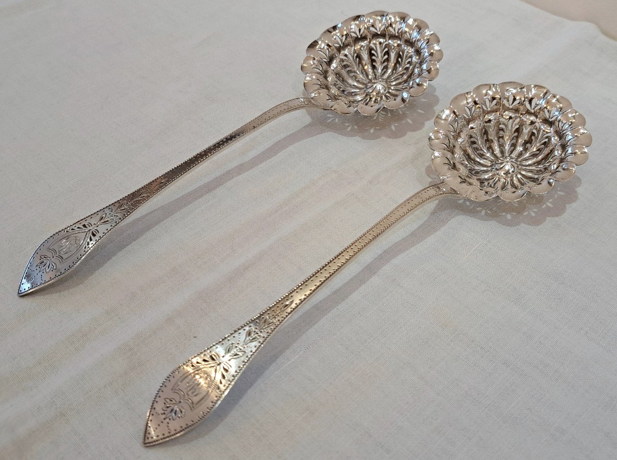 Pair Of Sprinkling Spoons In Sterling Silver Circa 1830