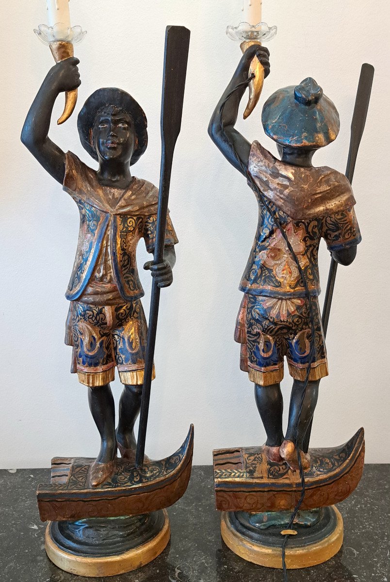 Pair Of Nubian Torch Holders 19th Century-photo-2