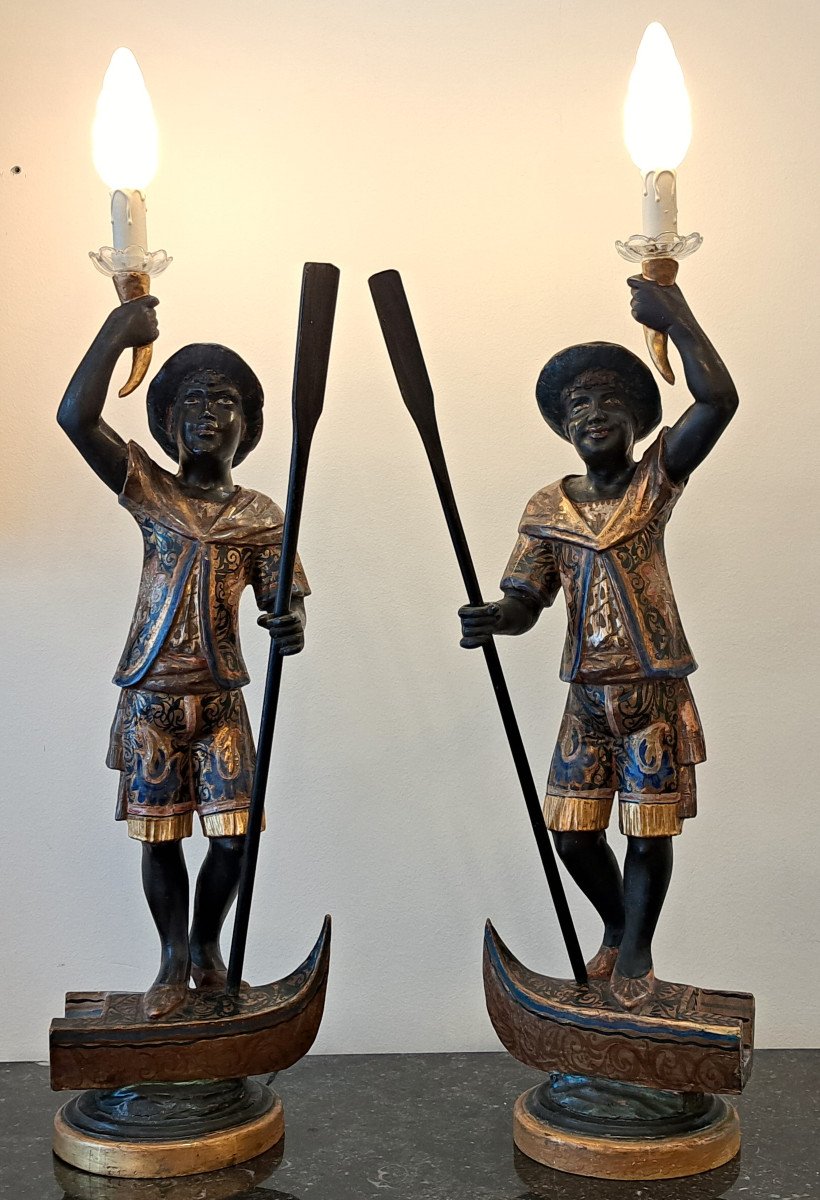 Pair Of Nubian Torch Holders 19th Century-photo-4