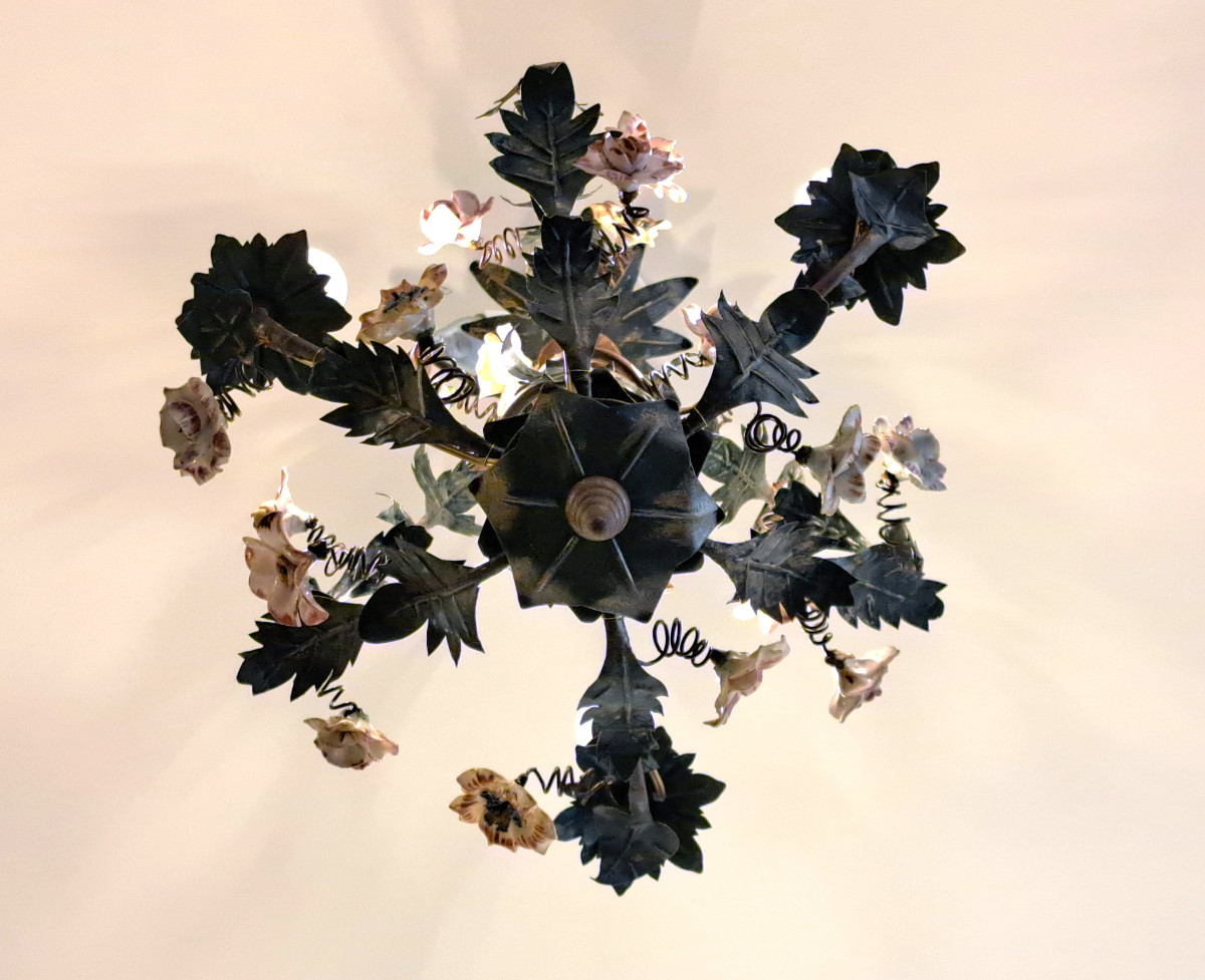 Cage Chandelier Decorated With Branches And Flowers-photo-3