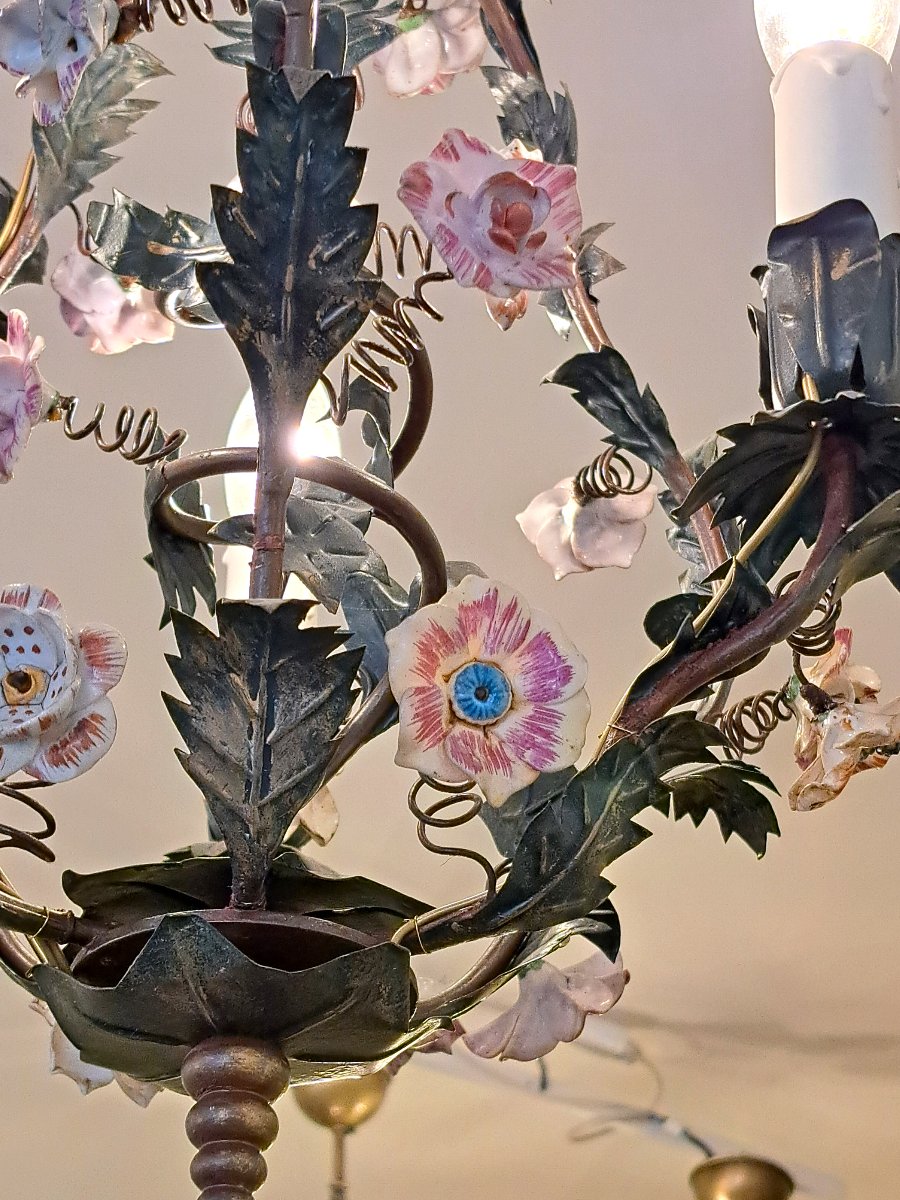 Cage Chandelier Decorated With Branches And Flowers-photo-4