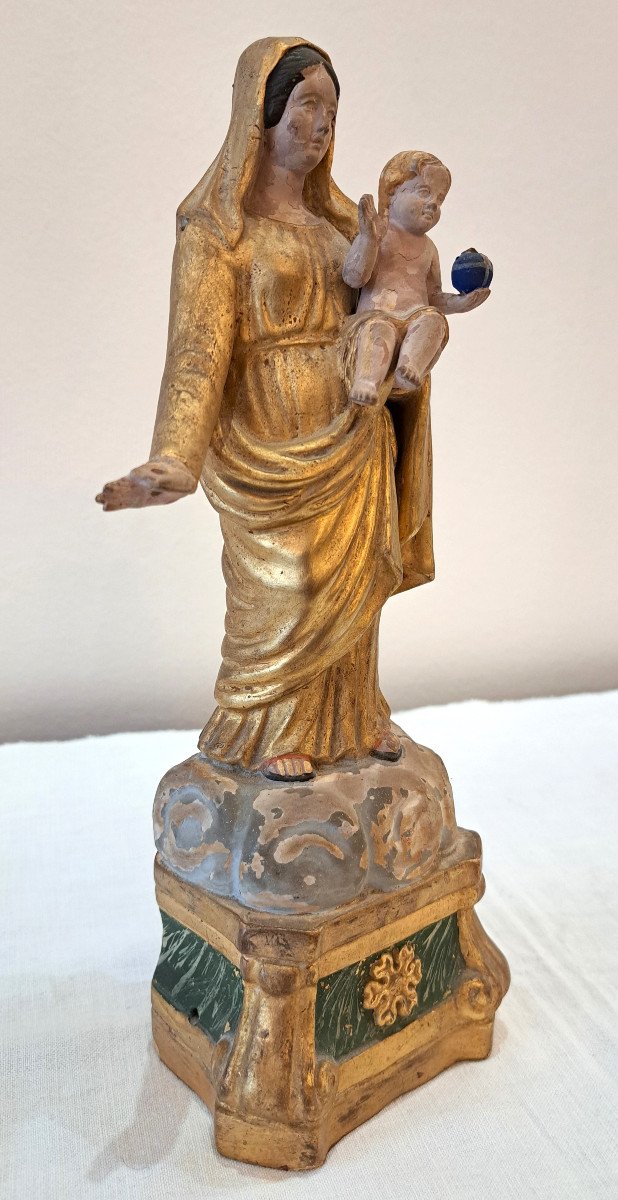 19th Century Virgin And Child In Terracotta -photo-3