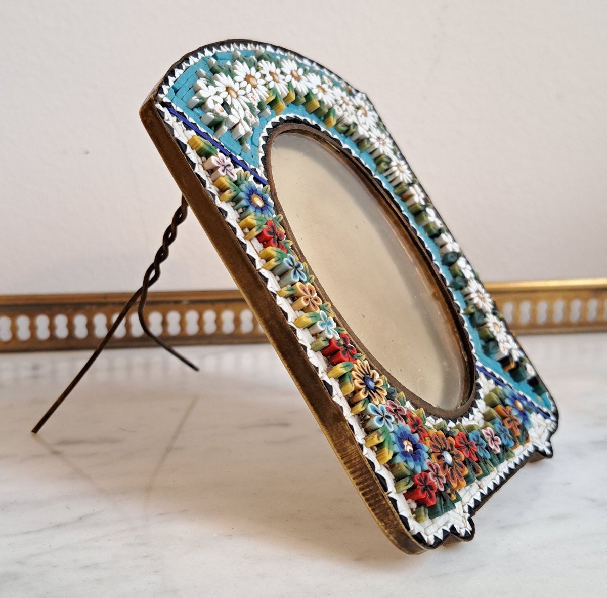 Photo Holder Frame In Micro Mosaic Italy Circa 1900-photo-2