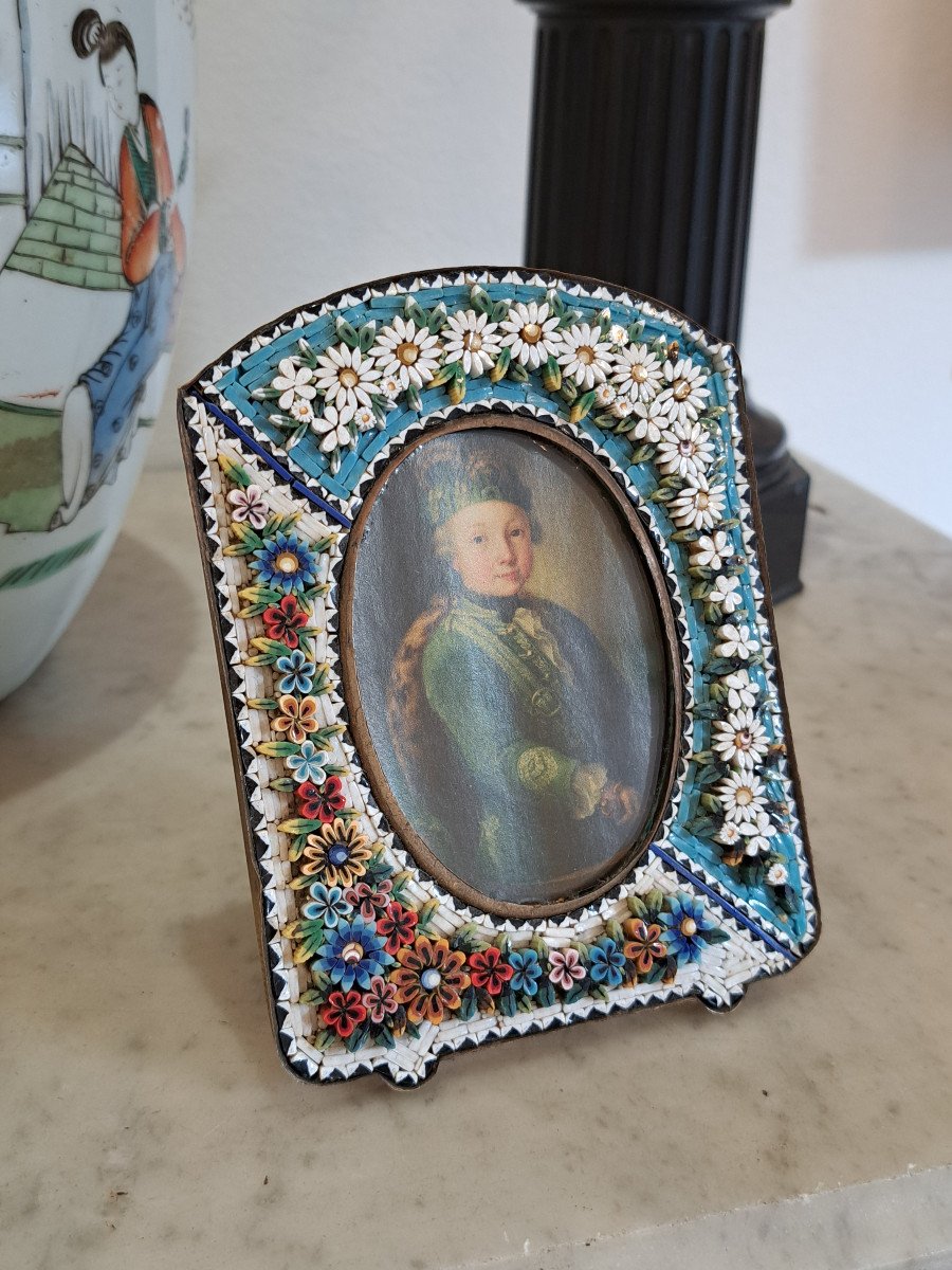 Photo Holder Frame In Micro Mosaic Italy Circa 1900-photo-8