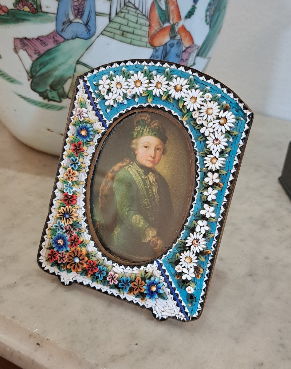 Photo Holder Frame In Micro Mosaic Italy Circa 1900