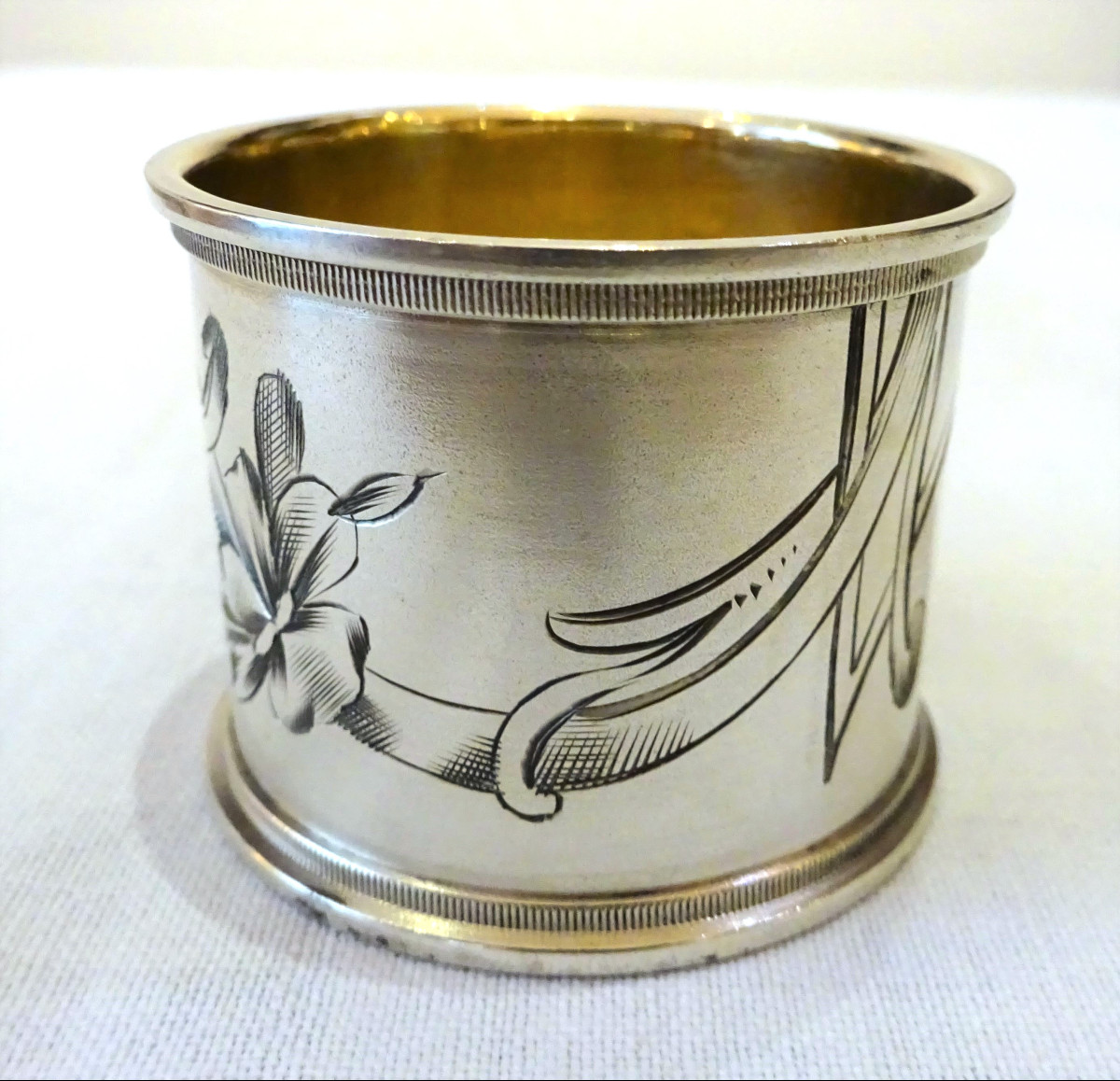 Rond De Serviette En Argent Massif Russe Vers 1900-photo-2