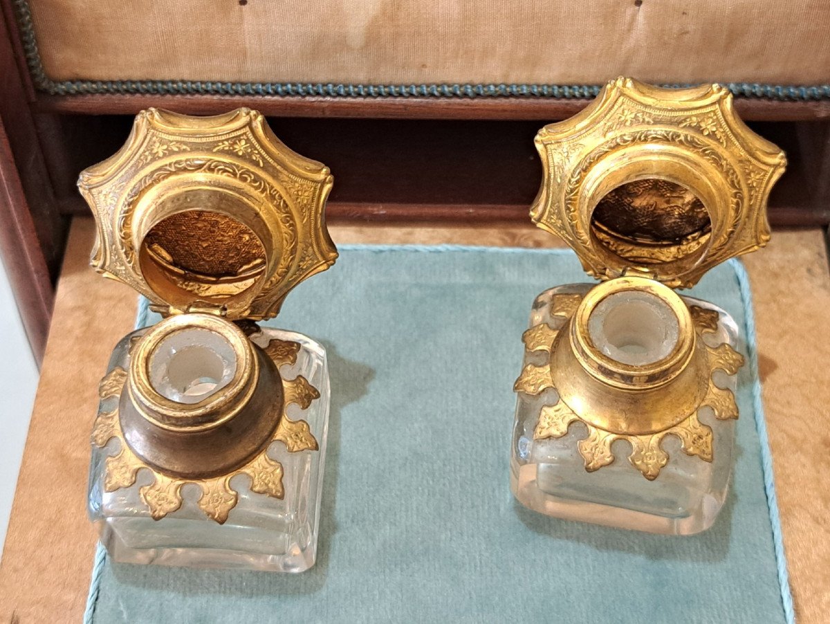 Cabinet Coffret formant Serre-bijoux Meuble de Maîtrise Miniature d'époque XIXème-photo-1