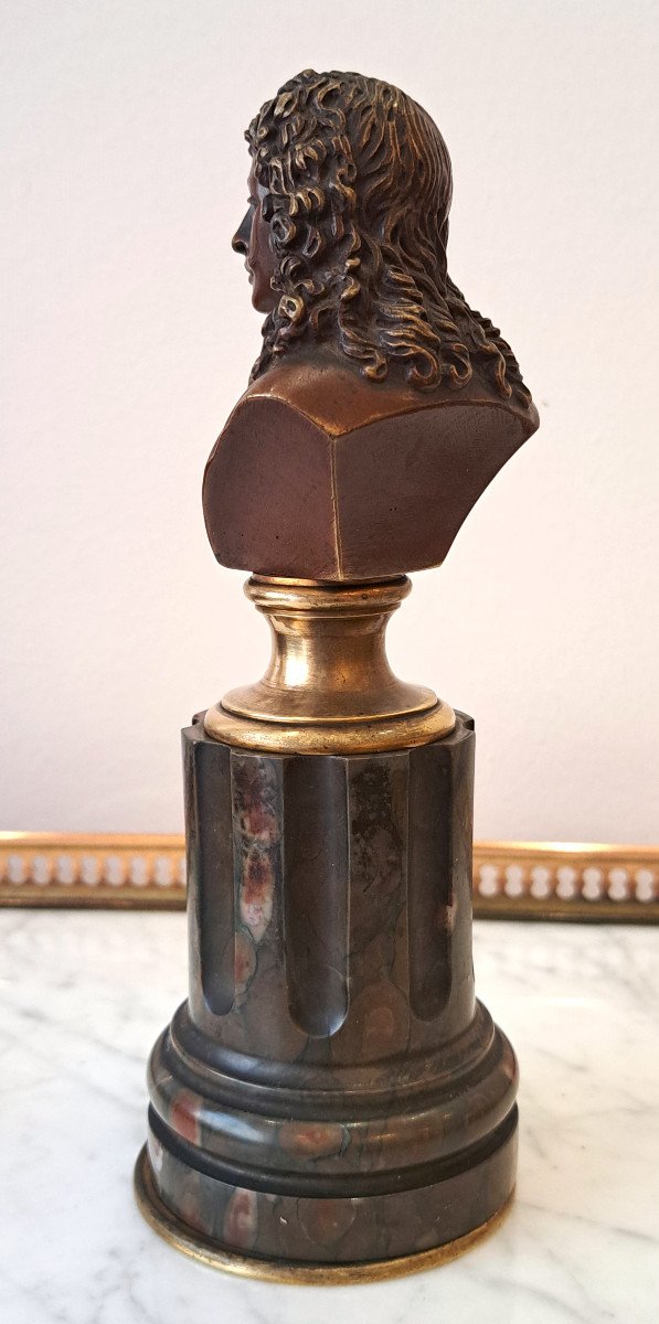 Bust Of Molière In Bronze And Marble, 19th Century-photo-4