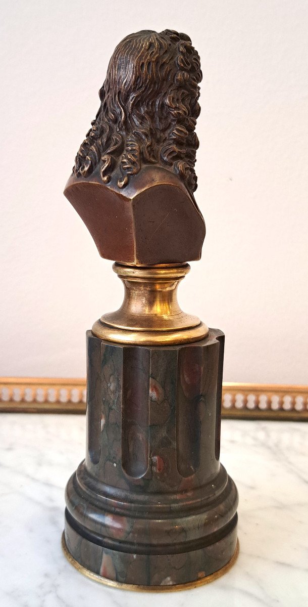 Bust Of Molière In Bronze And Marble, 19th Century-photo-1