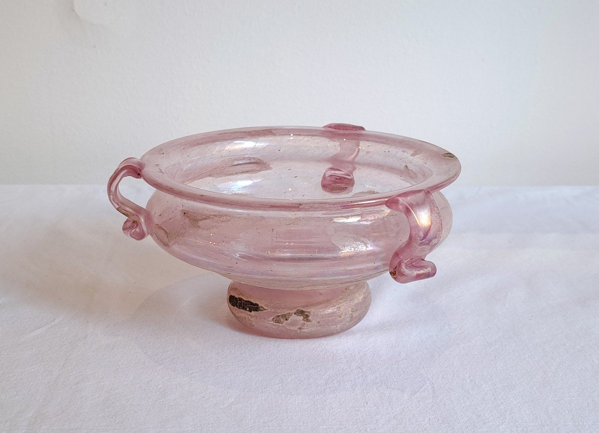 Murano – Coupe En Verre Rose « A Scavo »-photo-2