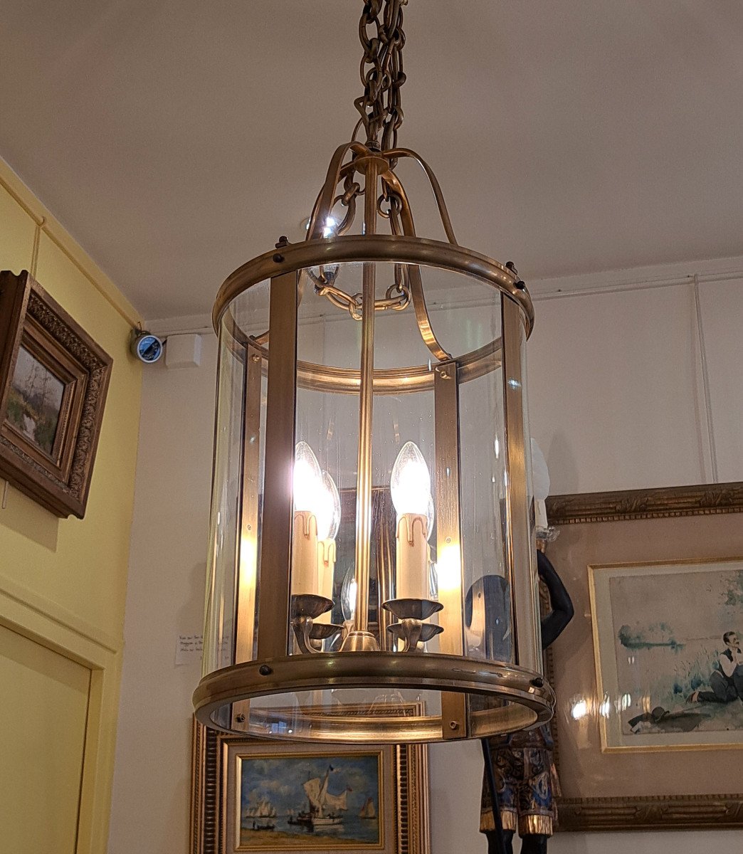 Lanterne De Vestibule De Style Directoire Avec Sa Grande Chaîne – Diamètre 30 Cm-photo-1