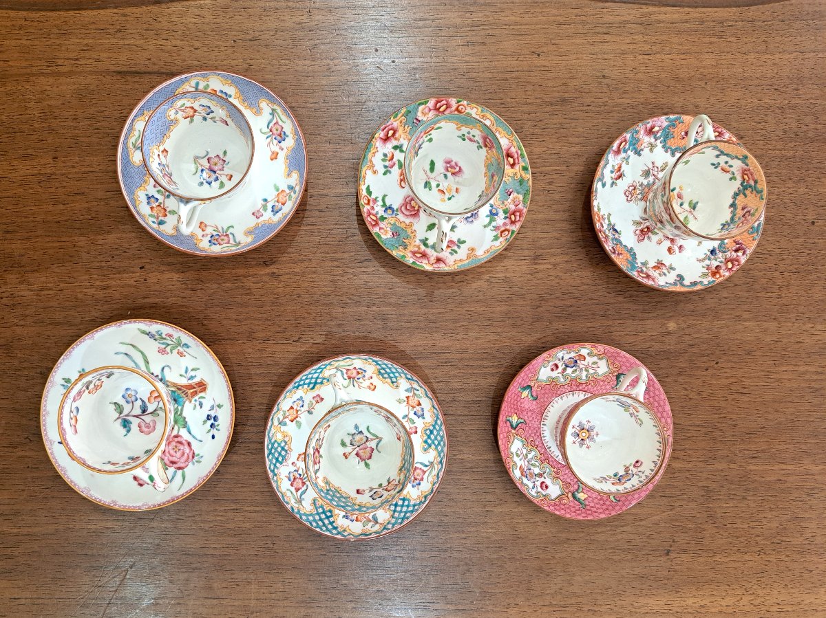 Série de 6 Tasses à café en porcelaine anglaise Minton et Cauldon-photo-2