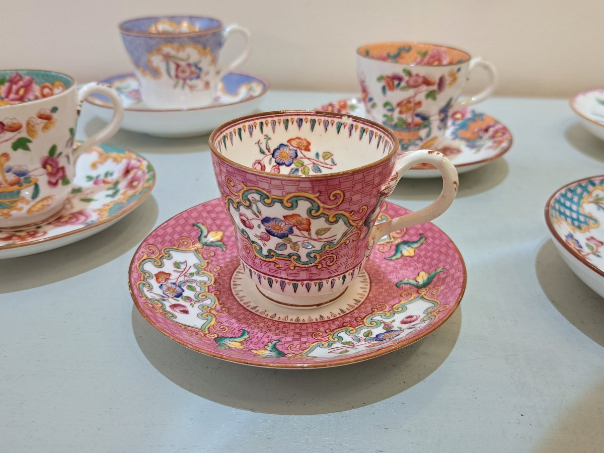 Série de 6 Tasses à café en porcelaine anglaise Minton et Cauldon-photo-4