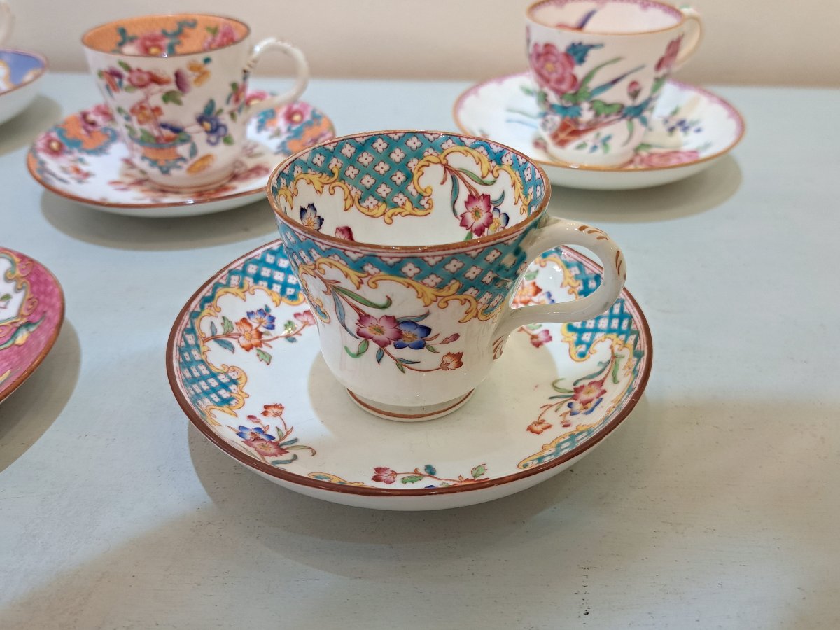 Série de 6 Tasses à café en porcelaine anglaise Minton et Cauldon-photo-1