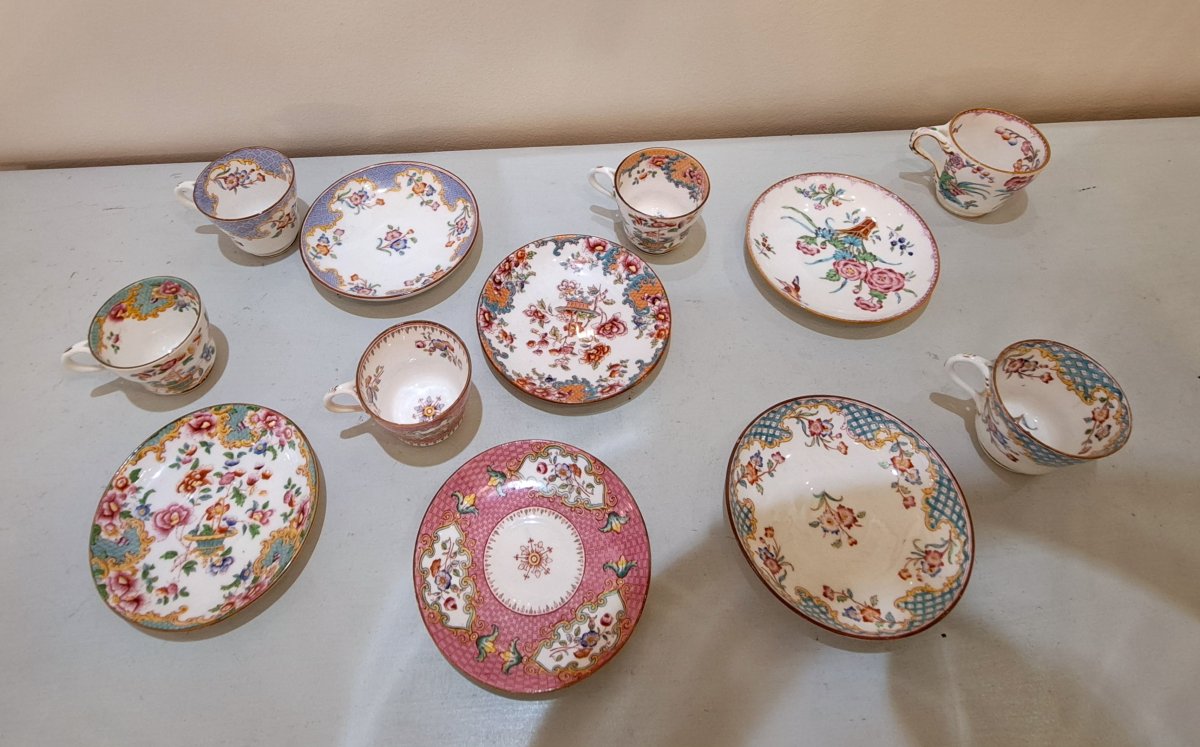 Série de 6 Tasses à café en porcelaine anglaise Minton et Cauldon-photo-5