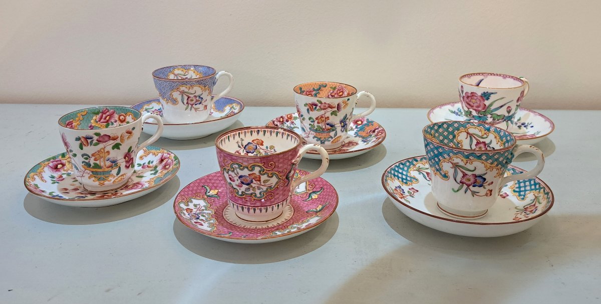 Série de 6 Tasses à café en porcelaine anglaise Minton et Cauldon-photo-7