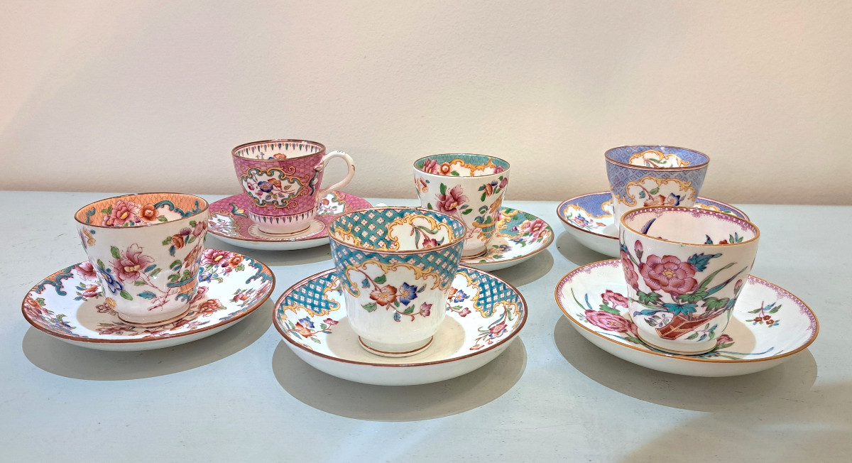 Série de 6 Tasses à café en porcelaine anglaise Minton et Cauldon