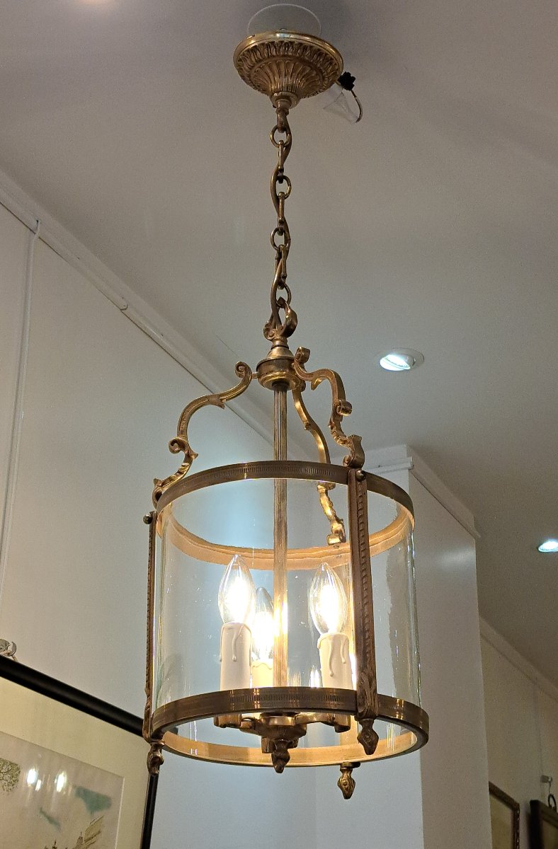 Lanterne 3 feux en bronze doré – Diamètre 25 cm-photo-2