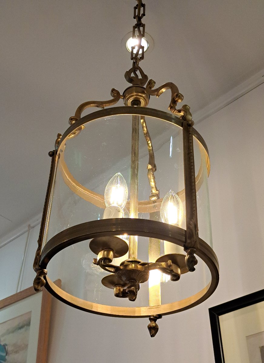 Lanterne 3 feux en bronze doré – Diamètre 25 cm-photo-3