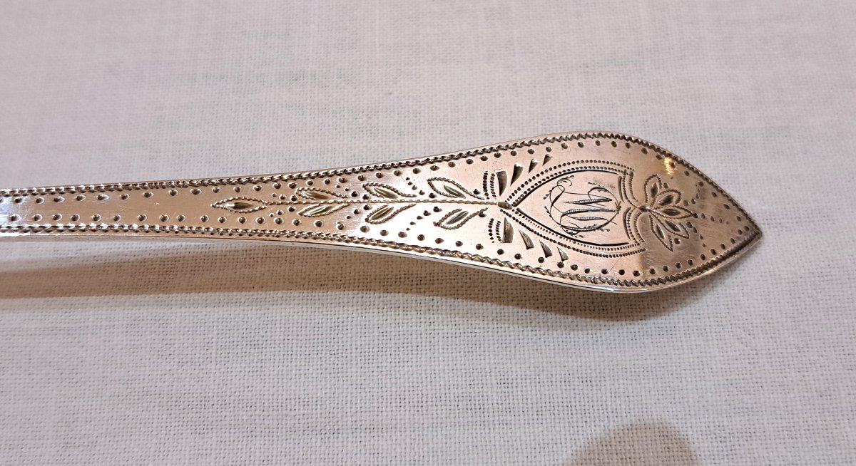 Cuillère à saupoudrer saupoudreuse en argent massif poinçon Vieillard-photo-1