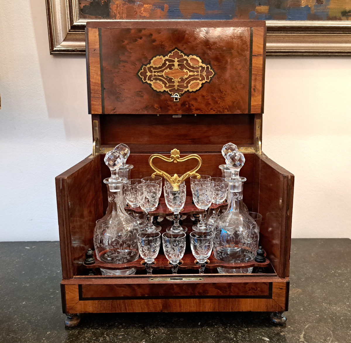 Cave à liqueur en bois clair Napoléon III