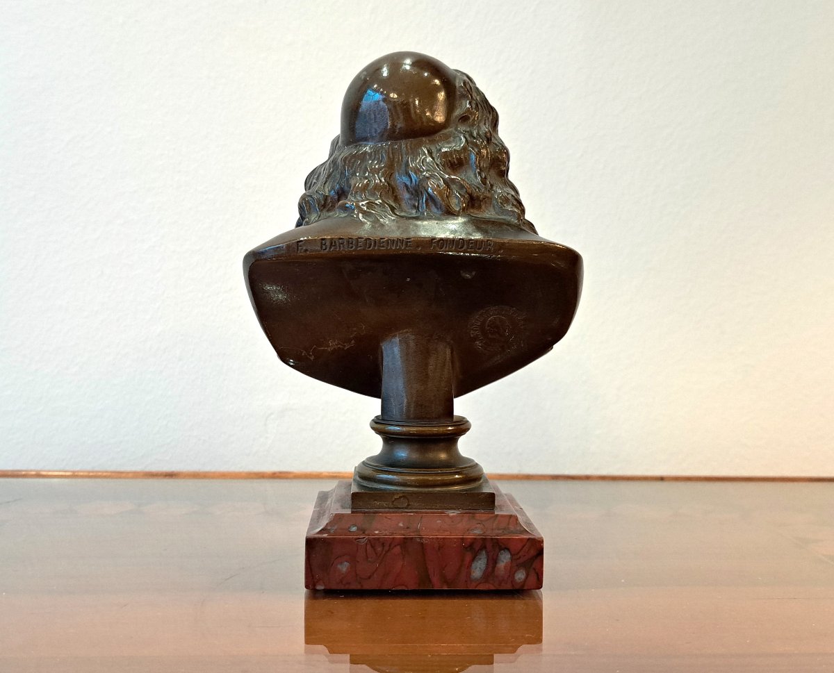 Buste de Molière en bronze et marbre XIXème Barbedienne-photo-3