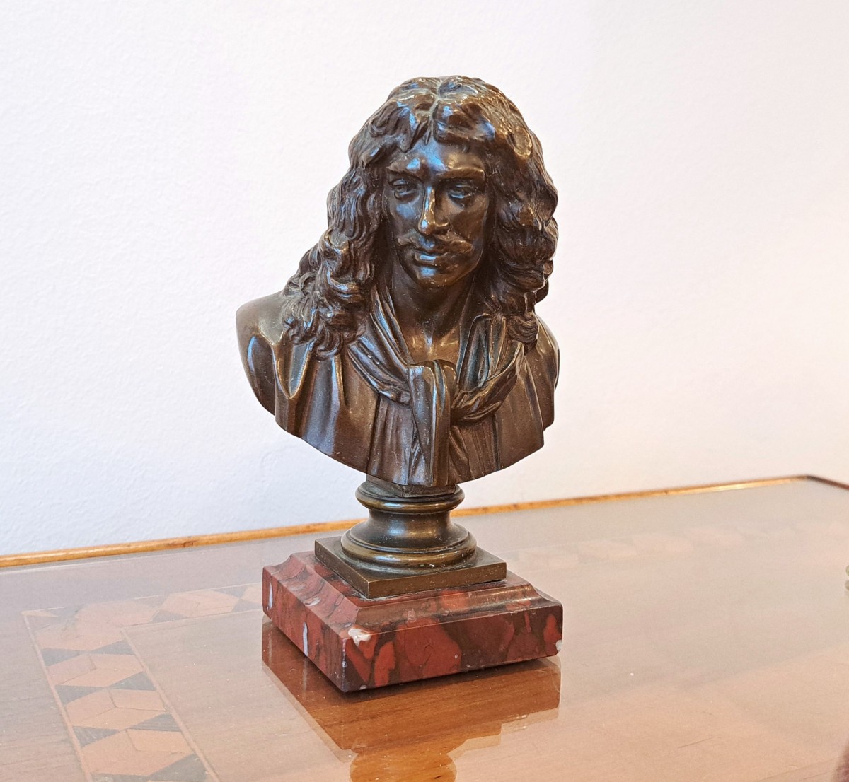 Buste de Molière en bronze et marbre XIXème Barbedienne