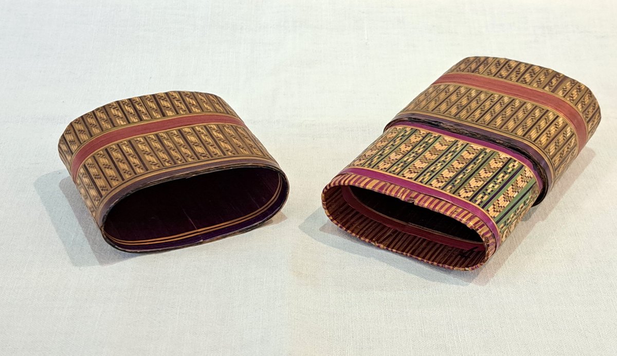 Boîte étui en marqueterie de paille XIXème-photo-4