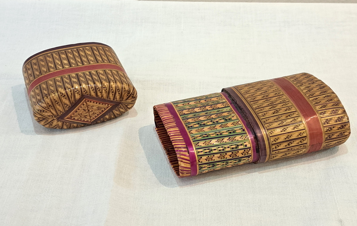 Boîte étui en marqueterie de paille XIXème-photo-1