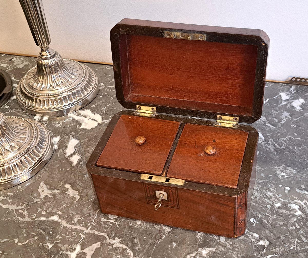 19th Century Marquetry Tea Box-photo-3