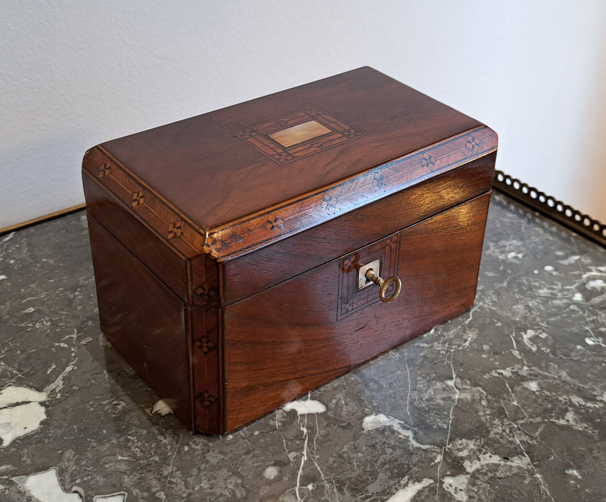 19th Century Marquetry Tea Box-photo-3