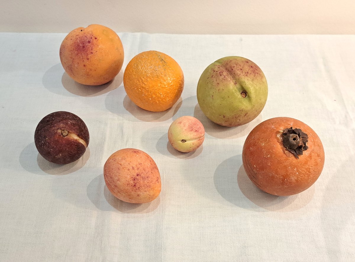 Série de 7 fruits en marbre peint-photo-1