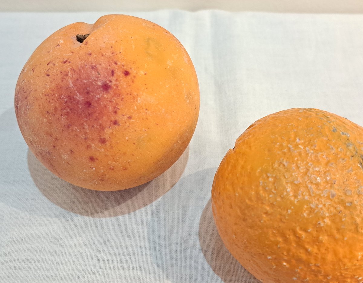 Série de 7 fruits en marbre peint-photo-4