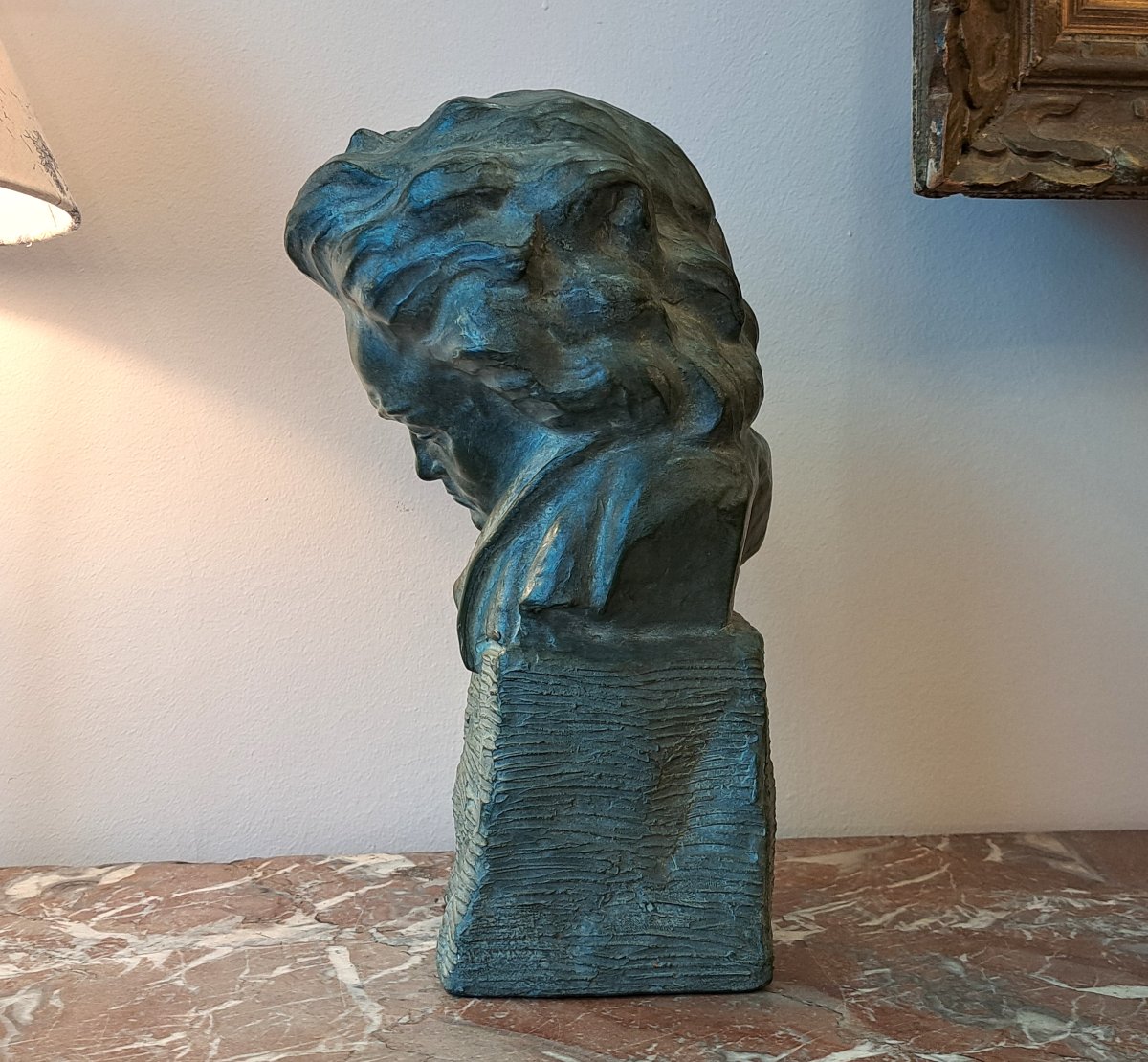 Buste de Beethoven en terre cuite-photo-2