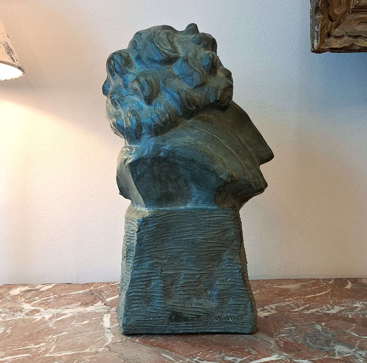 Buste de Beethoven en terre cuite-photo-3